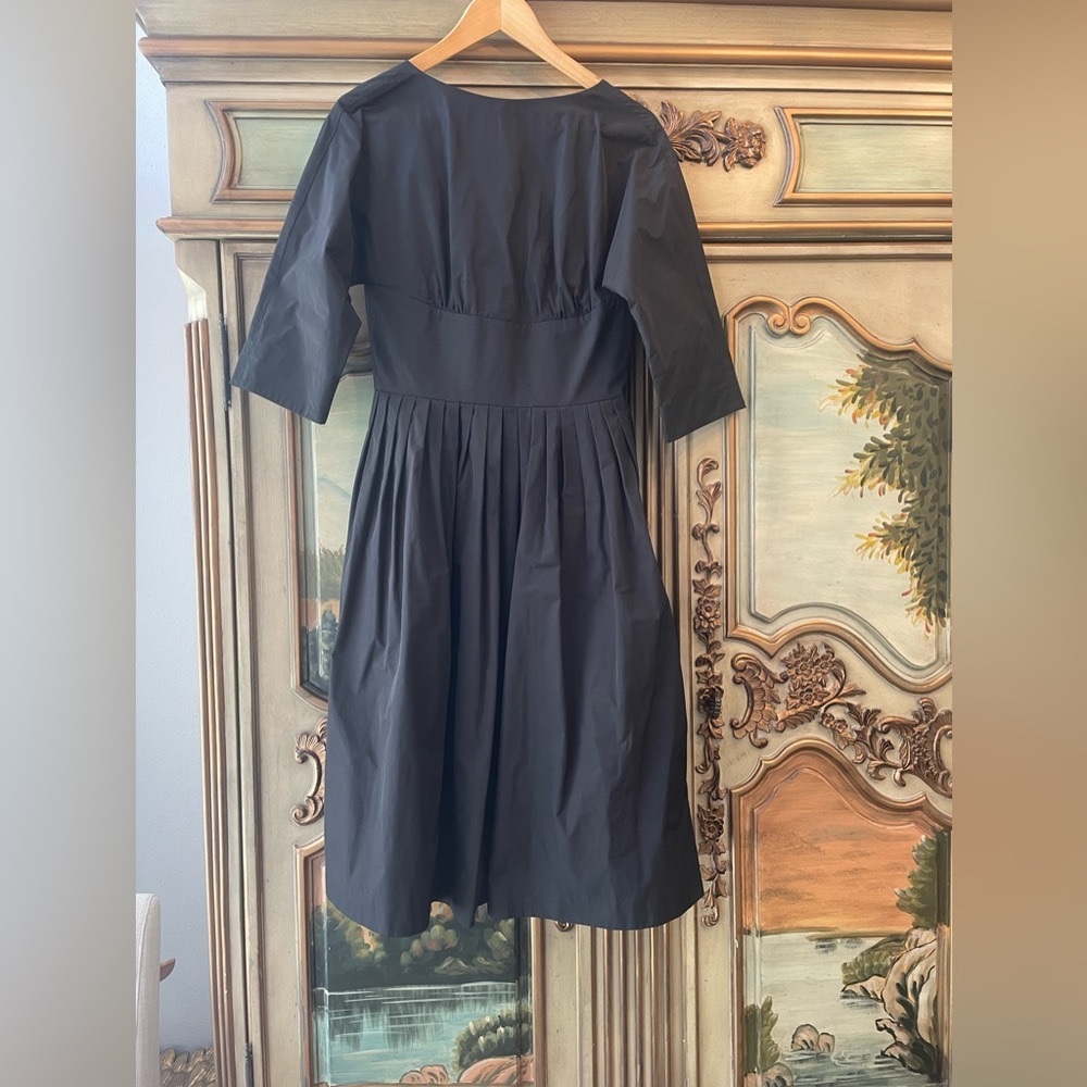 Brooks Brothers Black Pleated Midi Dress Taffeta